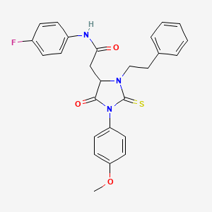 molecular formula C26H24FN3O3S B12455828 N-(4-fluorophenyl)-2-[1-(4-methoxyphenyl)-5-oxo-3-(2-phenylethyl)-2-thioxoimidazolidin-4-yl]acetamide 