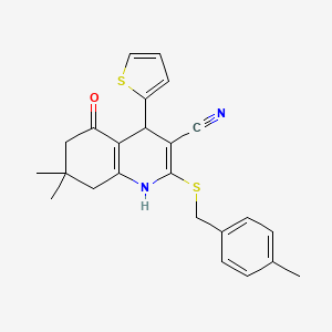 7,7-Dimethyl-2-[(4-methylbenzyl)sulfanyl]-5-oxo-4-(thiophen-2-yl)-1,4,5,6,7,8-hexahydroquinoline-3-carbonitrile