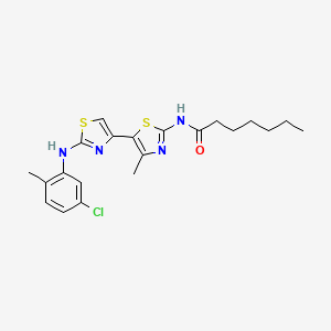 molecular formula C21H25ClN4OS2 B1245594 N-[5-[2-(5-chloro-2-methylanilino)-4-thiazolyl]-4-methyl-2-thiazolyl]heptanamide 