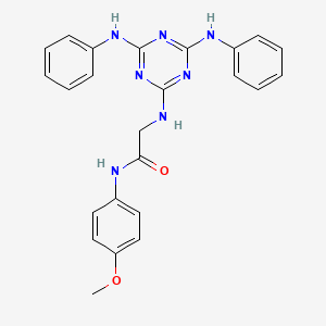 molecular formula C24H23N7O2 B12455978 N~2~-[4,6-bis(phenylamino)-1,3,5-triazin-2-yl]-N-(4-methoxyphenyl)glycinamide 