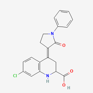 molecular formula C20H17ClN2O3 B1245600 (4e)-7-Chloro-4-(2-oxo-1-phenyl-3-pyrrolidinylidene)-1,2,3,4-tetrahydro-2-quinolinecarboxylic acid 