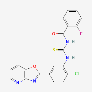 molecular formula C20H12ClFN4O2S B12456035 N-{[2-chloro-5-([1,3]oxazolo[4,5-b]pyridin-2-yl)phenyl]carbamothioyl}-2-fluorobenzamide 