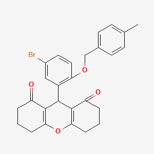 molecular formula C27H25BrO4 B12456039 9-{5-bromo-2-[(4-methylbenzyl)oxy]phenyl}-3,4,5,6,7,9-hexahydro-1H-xanthene-1,8(2H)-dione 