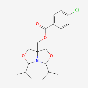 molecular formula C19H26ClNO4 B12456074 [3,5-di(propan-2-yl)-1H-[1,3]oxazolo[3,4-c][1,3]oxazol-7a(7H)-yl]methyl 4-chlorobenzoate 