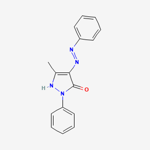 molecular formula C16H14N4O B12456123 3H-Pyrazol-3-one, 1,2-dihydro-5-methyl-2-phenyl-4-(phenylazo)- CAS No. 53847-70-4