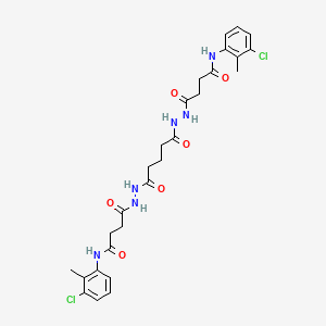 molecular formula C27H32Cl2N6O6 B12456154 N-(3-Chloro-2-methylphenyl)-3-{N'-[4-(N'-{3-[(3-chloro-2-methylphenyl)carbamoyl]propanoyl}hydrazinecarbonyl)butanoyl]hydrazinecarbonyl}propanamide 