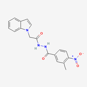 molecular formula C18H16N4O4 B12456163 N'-(1H-indol-1-ylacetyl)-3-methyl-4-nitrobenzohydrazide 