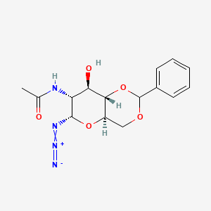 molecular formula C15H18N4O5 B12456190 N-[(4aR,6S,7R,8R,8aS)-6-azido-8-hydroxy-2-phenylhexahydropyrano[3,2-d][1,3]dioxin-7-yl]acetamide (non-preferred name) 