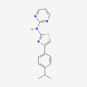 molecular formula C16H16N4S B12456202 N-{4-[4-(propan-2-yl)phenyl]-1,3-thiazol-2-yl}pyrimidin-2-amine 