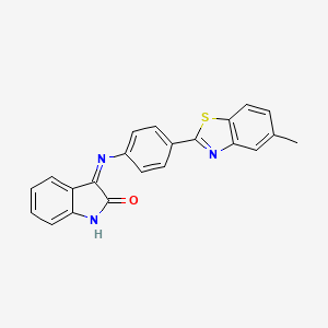 molecular formula C22H15N3OS B12456204 3-{[4-(5-methyl-1,3-benzothiazol-2-yl)phenyl]imino}-1,3-dihydro-2H-indol-2-one 