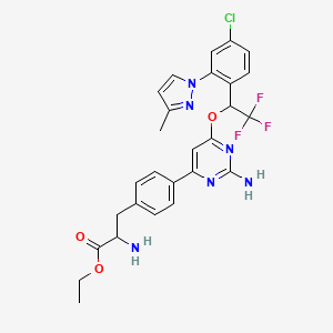 Ethyl 2-amino-3-[4-(2-amino-6-{1-[4-chloro-2-(3-methylpyrazol-1-YL)phenyl]-2,2,2-trifluoroethoxy}pyrimidin-4-YL)phenyl]propanoate