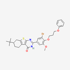 molecular formula C30H33BrN2O4S B12456263 2-[3-bromo-5-methoxy-4-(3-phenoxypropoxy)phenyl]-7-tert-butyl-5,6,7,8-tetrahydro[1]benzothieno[2,3-d]pyrimidin-4(3H)-one 