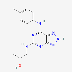 molecular formula C14H17N7O B12456271 1-((7-(p-tolylamino)-3H-[1,2,3]triazolo[4,5-d]pyrimidin-5-yl)amino)propan-2-ol 