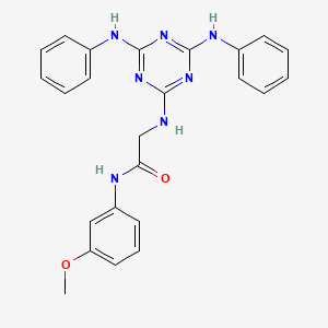 molecular formula C24H23N7O2 B12456302 N~2~-[4,6-bis(phenylamino)-1,3,5-triazin-2-yl]-N-(3-methoxyphenyl)glycinamide 