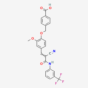 molecular formula C26H19F3N2O5 B12456307 4-[[4-[2-Cyano-3-oxo-3-[[3-(trifluoromethyl)phenyl]amino]-1-propen-1-yl]-2-methoxyphenoxy]methyl]benzoic acid CAS No. 732252-99-2