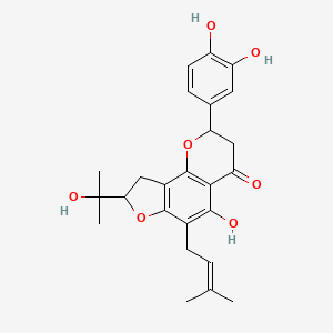 molecular formula C25H28O7 B1245633 2-(3,4-二羟基苯基)-5-羟基-8-(1-羟基-1-甲基乙基)-6-(3-甲基丁-2-烯基)-2,3,8,9-四氢呋喃并[2,3-h]色满-4-酮 