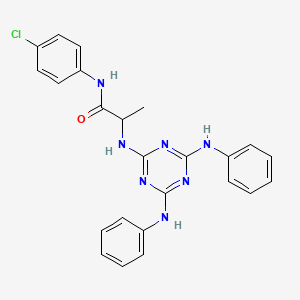 molecular formula C24H22ClN7O B12456346 N~2~-[4,6-bis(phenylamino)-1,3,5-triazin-2-yl]-N-(4-chlorophenyl)alaninamide 