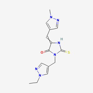 3-[(1-Ethylpyrazol-4-yl)methyl]-5-[(1-methylpyrazol-4-yl)methylidene]-2-sulfanylideneimidazolidin-4-one