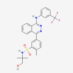 molecular formula C26H25F3N4O3S B12456387 N-(1-hydroxy-2-methylpropan-2-yl)-2-methyl-5-(4-{[3-(trifluoromethyl)phenyl]amino}phthalazin-1-yl)benzenesulfonamide 