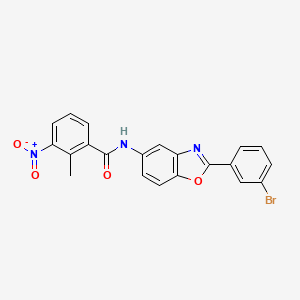 molecular formula C21H14BrN3O4 B12456423 N-[2-(3-bromophenyl)-1,3-benzoxazol-5-yl]-2-methyl-3-nitrobenzamide 