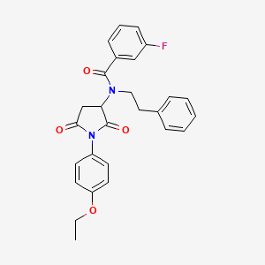 N-[1-(4-ethoxyphenyl)-2,5-dioxopyrrolidin-3-yl]-3-fluoro-N-(2-phenylethyl)benzamide