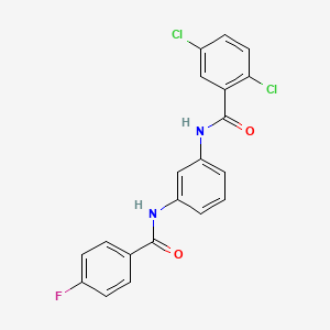 molecular formula C20H13Cl2FN2O2 B12456468 2,5-dichloro-N-(3-{[(4-fluorophenyl)carbonyl]amino}phenyl)benzamide 