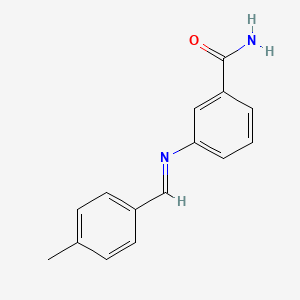 molecular formula C15H14N2O B12456546 3-{[(E)-(4-methylphenyl)methylidene]amino}benzamide 