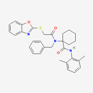 molecular formula C31H33N3O3S B12456561 1-{[(1,3-benzoxazol-2-ylsulfanyl)acetyl](benzyl)amino}-N-(2,6-dimethylphenyl)cyclohexanecarboxamide 