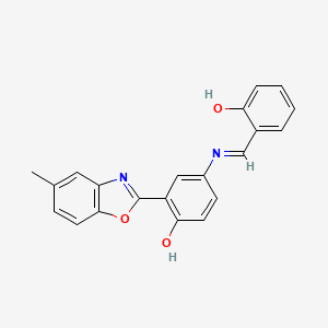 4-{[(E)-(2-hydroxyphenyl)methylidene]amino}-2-(5-methyl-1,3-benzoxazol-2-yl)phenol