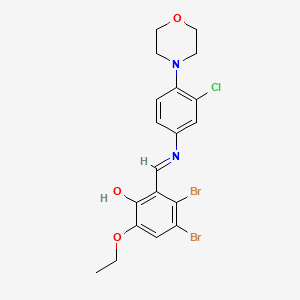 molecular formula C19H19Br2ClN2O3 B12456576 3,4-dibromo-2-[(E)-{[3-chloro-4-(morpholin-4-yl)phenyl]imino}methyl]-6-ethoxyphenol 