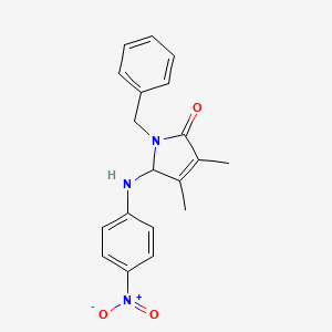 molecular formula C19H19N3O3 B12456593 1-benzyl-3,4-dimethyl-5-[(4-nitrophenyl)amino]-1,5-dihydro-2H-pyrrol-2-one 