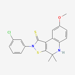 molecular formula C19H17ClN2OS2 B12456615 2-(3-chlorophenyl)-8-methoxy-4,4-dimethyl-5H-[1,2]thiazolo[5,4-c]quinoline-1-thione 