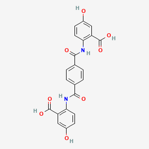 molecular formula C22H16N2O8 B12456620 Benzoic acid, 2,2'-[1,4-phenylenebis(carbonylimino)]bis[5-hydroxy- CAS No. 163883-76-9