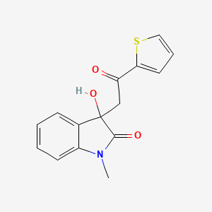 molecular formula C15H13NO3S B12456628 3-hydroxy-1-methyl-3-[2-oxo-2-(thiophen-2-yl)ethyl]-1,3-dihydro-2H-indol-2-one 