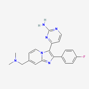 molecular formula C20H19FN6 B1245668 4-[7-[(Dimethylamino)methyl]-2-(4-fluorophenyl)imidazo[1,2-a]pyridin-3-yl]pyrimidin-2-amine 