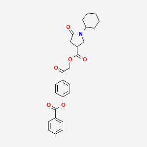 2-Oxo-2-{4-[(phenylcarbonyl)oxy]phenyl}ethyl 1-cyclohexyl-5-oxopyrrolidine-3-carboxylate