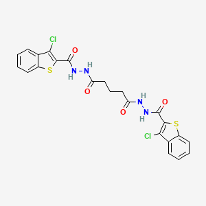 molecular formula C23H18Cl2N4O4S2 B12456760 N'~1~,N'~5~-bis[(3-chloro-1-benzothiophen-2-yl)carbonyl]pentanedihydrazide 