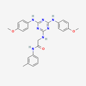 molecular formula C26H27N7O3 B12456779 N~2~-{4,6-bis[(4-methoxyphenyl)amino]-1,3,5-triazin-2-yl}-N-(3-methylphenyl)glycinamide 