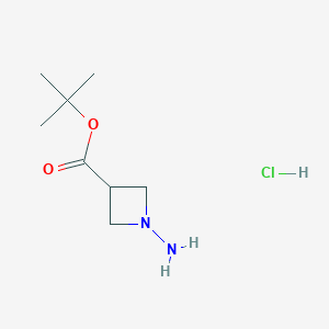 molecular formula C8H17ClN2O2 B12456782 Tert-butyl 1-aminoazetidine-3-carboxylate hydrochloride 