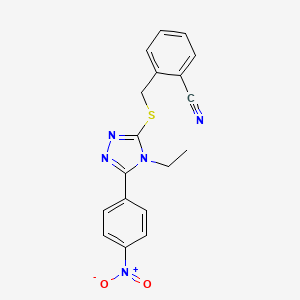 molecular formula C18H15N5O2S B12456784 2-({[4-ethyl-5-(4-nitrophenyl)-4H-1,2,4-triazol-3-yl]sulfanyl}methyl)benzonitrile 