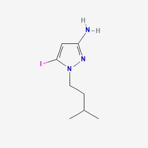 molecular formula C8H14IN3 B12456802 5-iodo-1-(3-methylbutyl)-1H-pyrazol-3-amine 