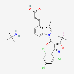 (2E)-3-{1-[5-(2-fluoropropan-2-yl)-3-(2,4,6-trichlorophenyl)-1,2-oxazole-4-carbonyl]-3-methylindol-4-yl}prop-2-enoic acid; erbumine