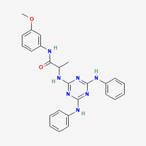 molecular formula C25H25N7O2 B12456858 N~2~-[4,6-bis(phenylamino)-1,3,5-triazin-2-yl]-N-(3-methoxyphenyl)alaninamide 