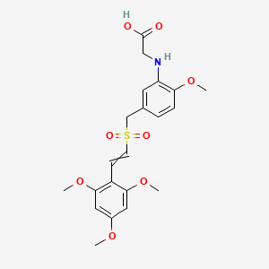 molecular formula C21H25NO8S B12456879 2-[2-Methoxy-5-[2-(2,4,6-trimethoxyphenyl)ethenylsulfonylmethyl]anilino]acetic acid 