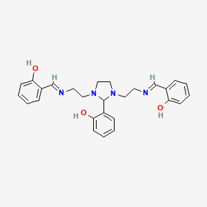 molecular formula C27H30N4O3 B12456889 2,2'-{[2-(2-hydroxyphenyl)imidazolidine-1,3-diyl]bis[ethane-2,1-diylnitrilo(E)methylylidene]}diphenol CAS No. 73954-58-2