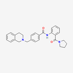 molecular formula C28H29N3O2 B12456964 4-(3,4-dihydro-1H-isoquinolin-2-ylmethyl)-N-[2-(pyrrolidine-1-carbonyl)phenyl]benzamide 