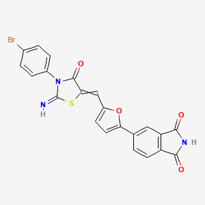 molecular formula C22H12BrN3O4S B12456975 5-(5-{[(5Z)-3-(4-bromophenyl)-2-imino-4-oxo-1,3-thiazolidin-5-ylidene]methyl}furan-2-yl)-2H-isoindole-1,3-dione 