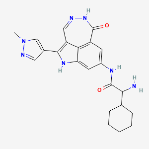 2-amino-2-cyclohexyl-N-[2-(1-methylpyrazol-4-yl)-9-oxo-3,10,11-triazatricyclo[6.4.1.04,13]trideca-1,4,6,8(13),11-pentaen-6-yl]acetamide