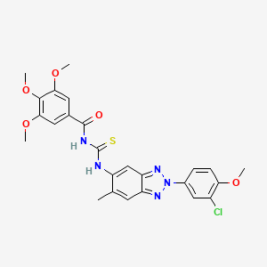 molecular formula C25H24ClN5O5S B12457051 N-{[2-(3-chloro-4-methoxyphenyl)-6-methyl-2H-benzotriazol-5-yl]carbamothioyl}-3,4,5-trimethoxybenzamide 