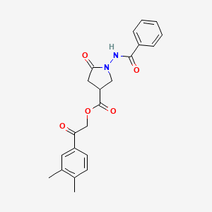 molecular formula C22H22N2O5 B12457070 2-(3,4-Dimethylphenyl)-2-oxoethyl 5-oxo-1-[(phenylcarbonyl)amino]pyrrolidine-3-carboxylate 